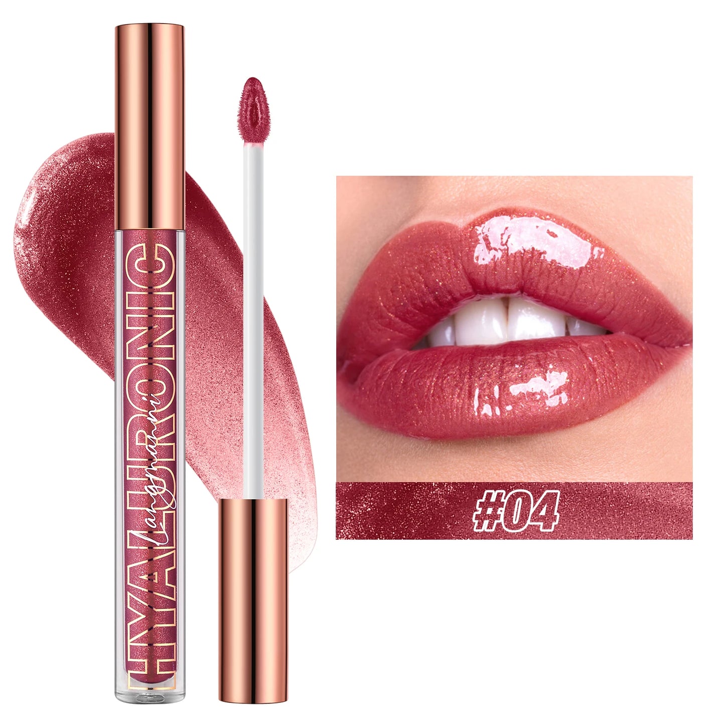 Hyaluronic Lip Gloss – 8-Color Shiny Lip Tint | Moisturizing, Long-Lasting, Non-Sticky Formula