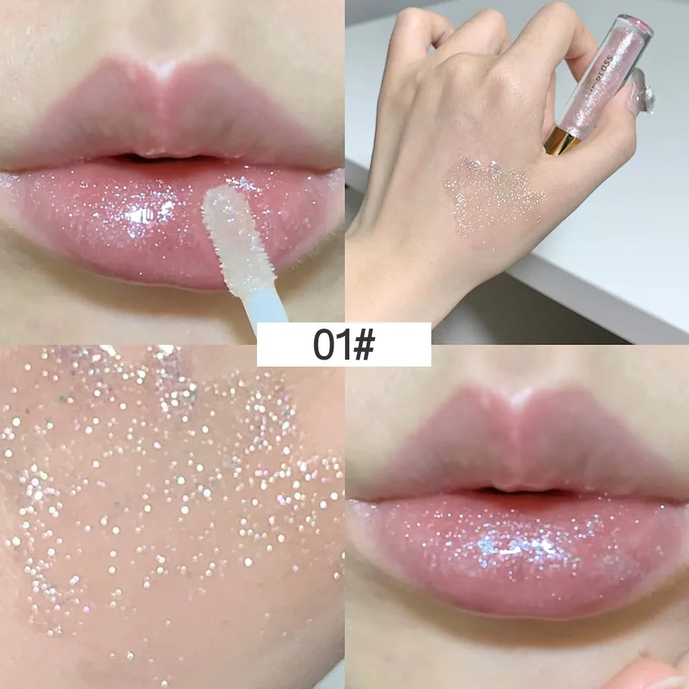 SHAQINUO Sparkling Lip Gloss – Moisturizing Fine Shimmer Gloss for Pouty, Glossy Lips | 5 Colors
