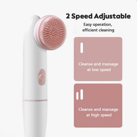 2-in-1 Sonic Facial Cleansing Brush – Waterproof, Deep Pore Cleaner with Adjustable Speeds