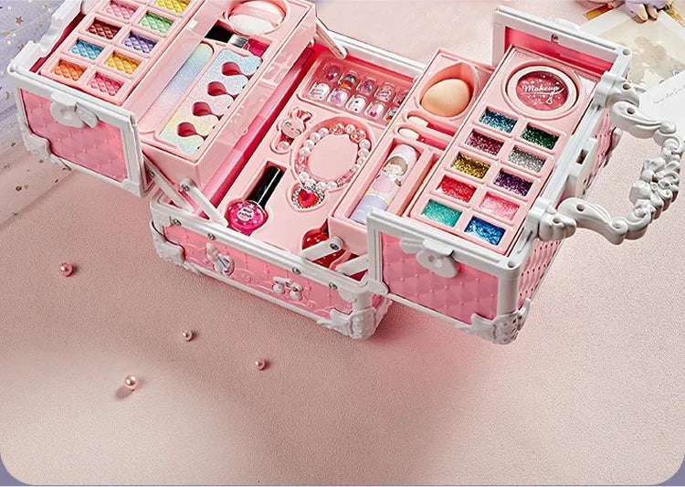 Princess Makeup Kit for Kids – 49PCS Washable & Non-Toxic Play Set with Cosmetic Case