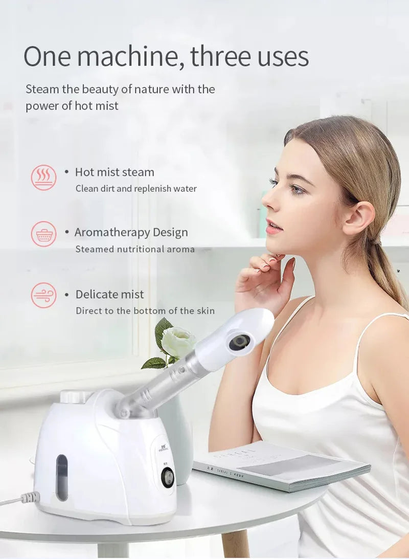 Ozone Facial Steamer – Warm Mist Humidifier for Deep Pore Cleaning & Skin Rejuvenation | Home Spa Device