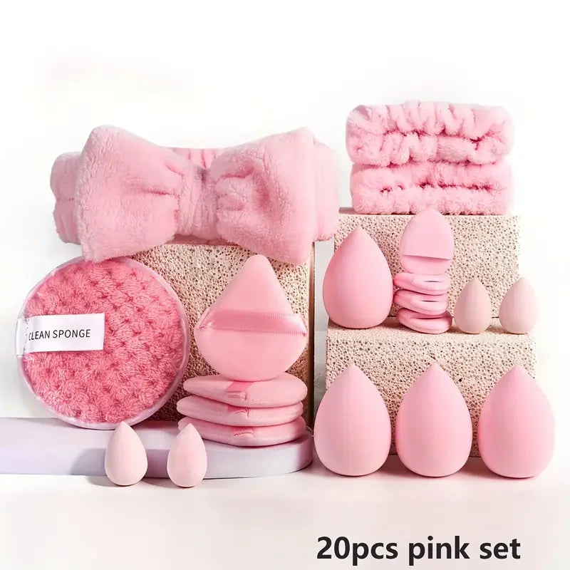 20/40 Pcs Pink Makeup Brush Set – Soft Brushes + Beauty Blender, Ideal Gift for Women