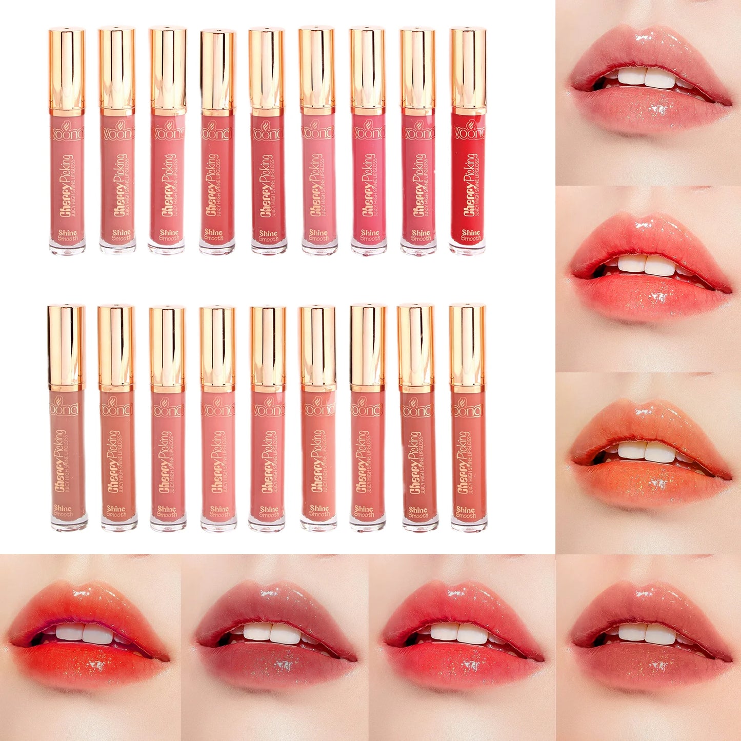 IVOONA High Shine Vegan Lip Gloss – 18 Glossy Shades | Plumping, Glitter Finish, Private Label Ready