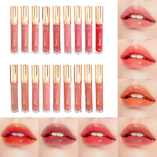 IVOONA High Shine Vegan Lip Gloss – 18 Glossy Shades | Plumping, Glitter Finish, Private Label Ready