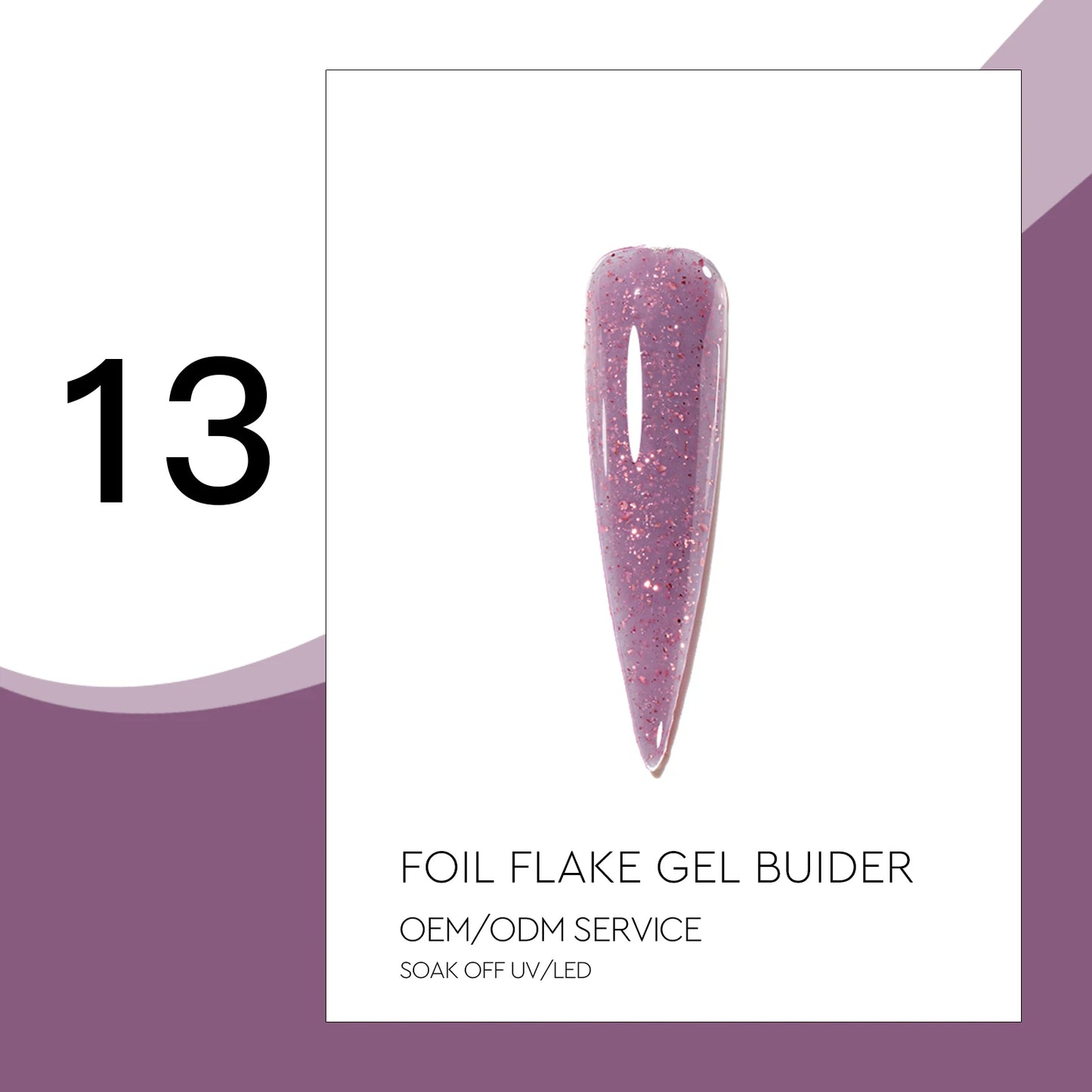 Foil Flake Builder Gel – HEMA-Free Nail Extension Gel | 16 Glittering Camouflage Colors