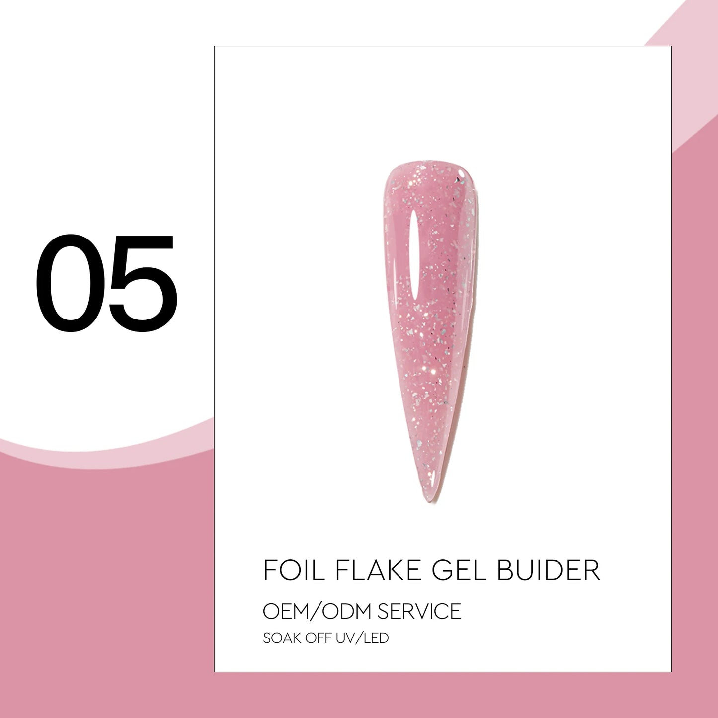 Foil Flake Builder Gel – HEMA-Free Nail Extension Gel | 16 Glittering Camouflage Colors