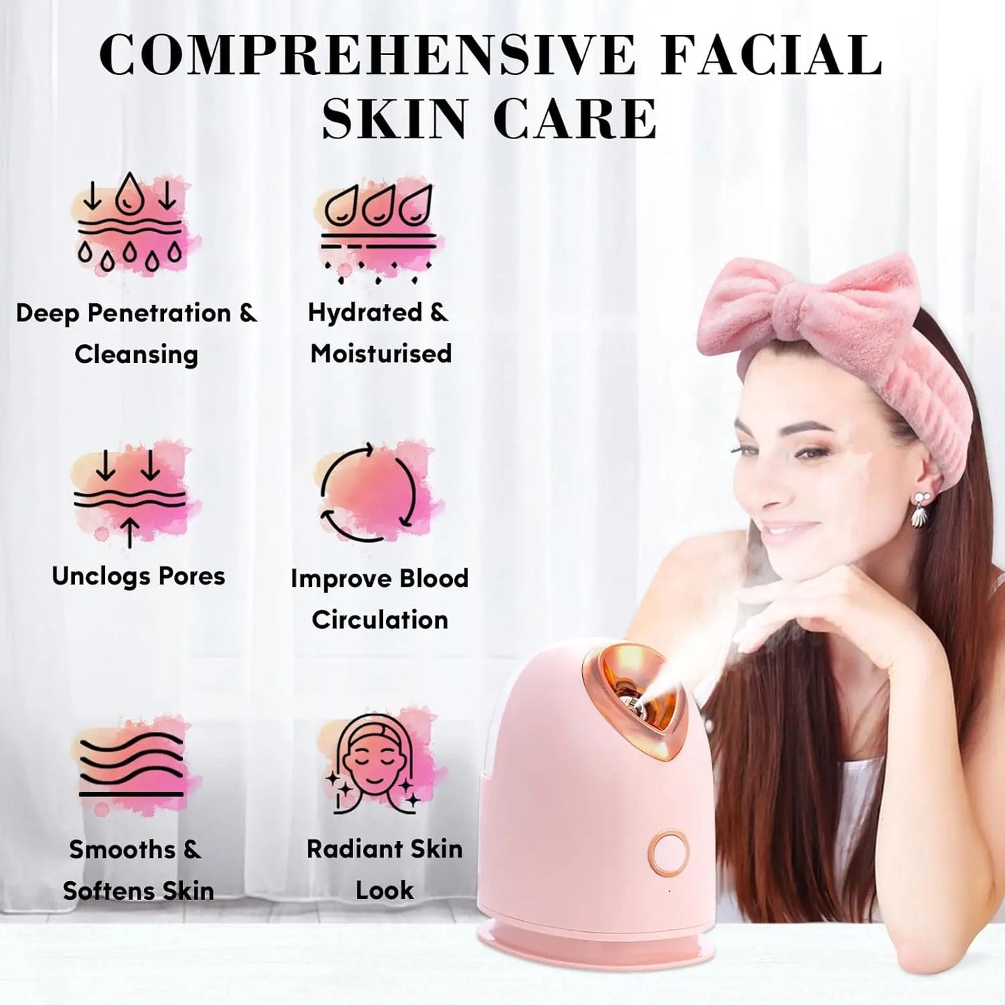 3-in-1 Nano Ionic Facial Steamer – Hot/Cold/Warm Mist for Deep Pore Cleansing & Skin Hydration