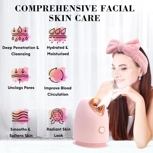 3-in-1 Nano Ionic Facial Steamer – Hot/Cold/Warm Mist for Deep Pore Cleansing & Skin Hydration