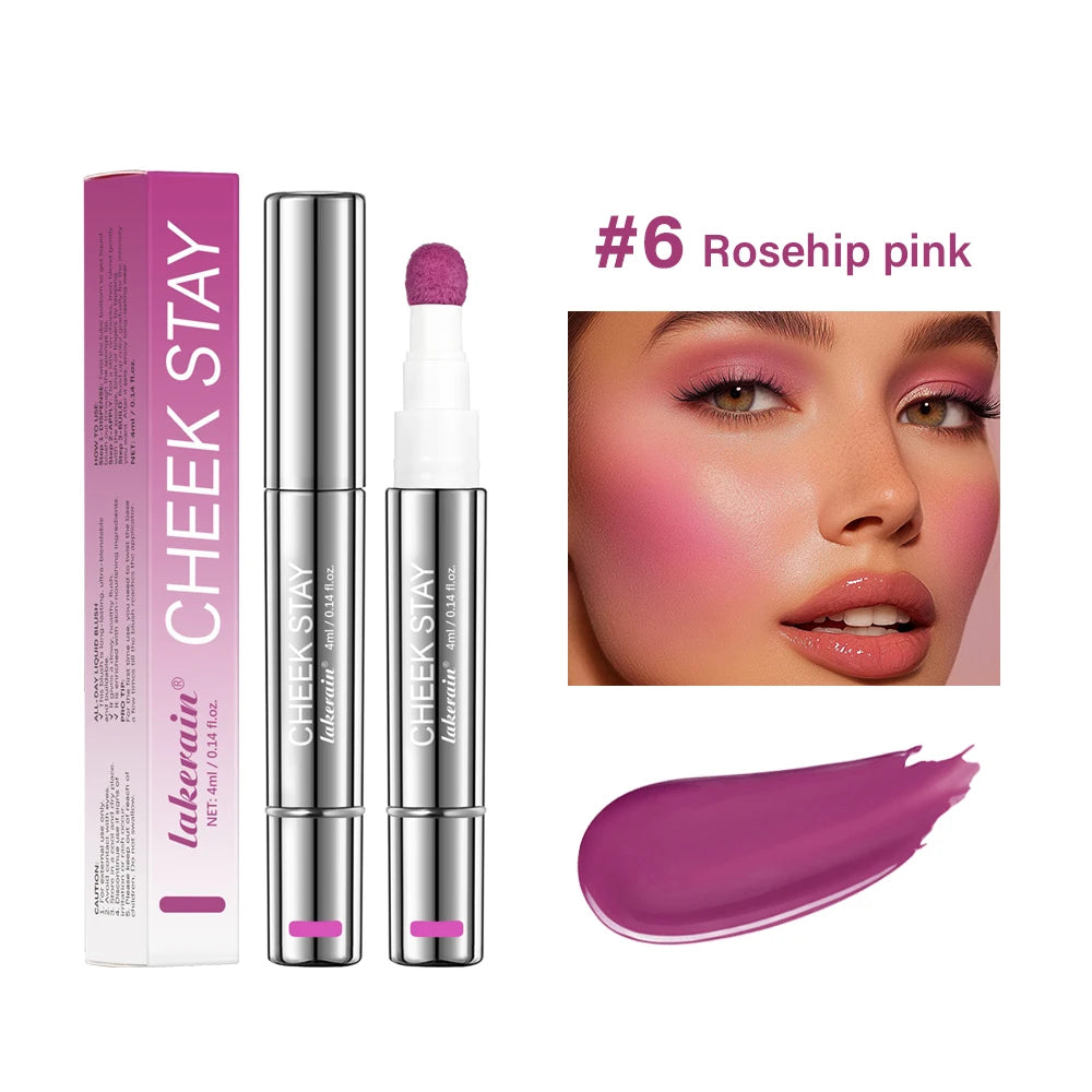 All-Day Liquid Cheek Blush – 6 Shades with Built-in Sponge Applicator