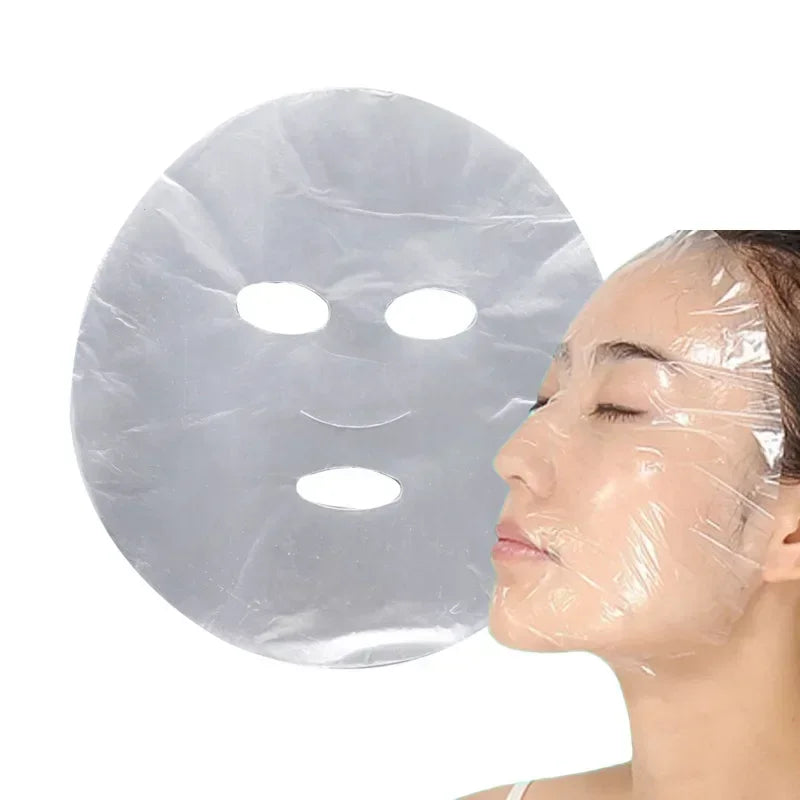 100Pcs Disposable Plastic Wrap Masks for Face, Neck & Nose – Hydration Booster for Facial Treatments