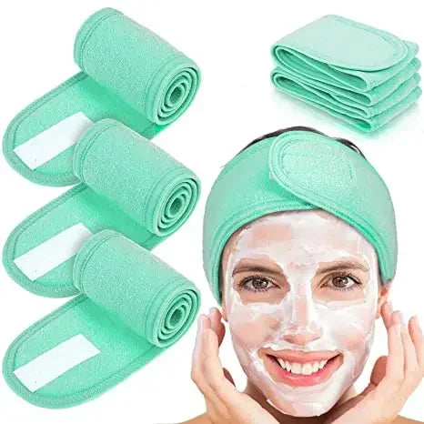 3PCS Adjustable SPA Facial Headbands – Soft Toweling Hair Bands for Face Washing & Makeup