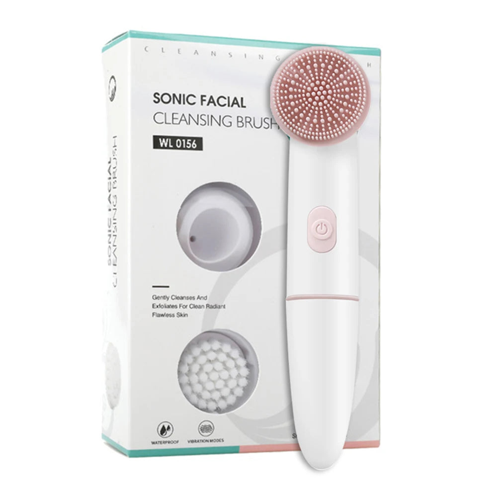 2-in-1 Sonic Facial Cleansing Brush – Waterproof, Deep Pore Cleaner with Adjustable Speeds