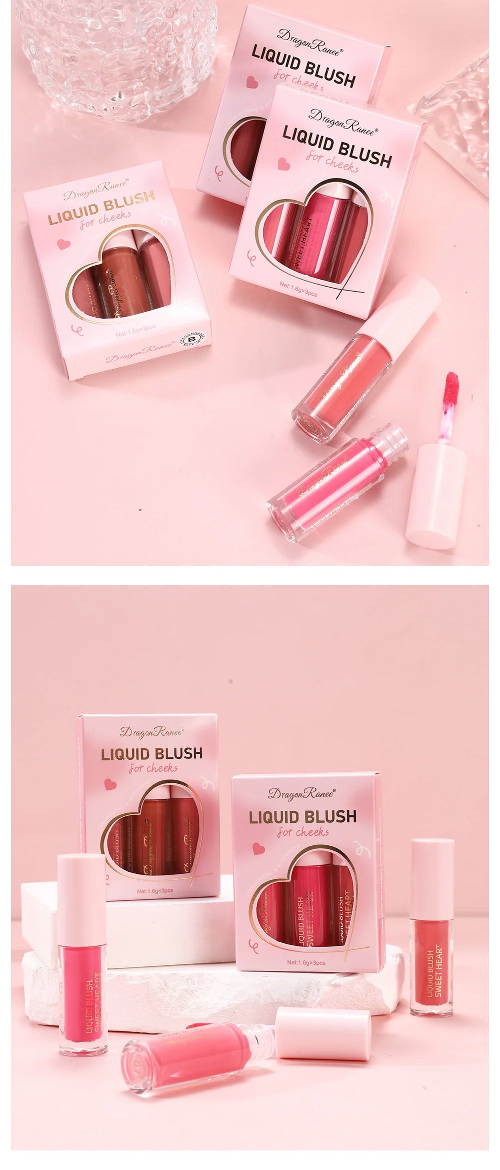 Mini Matte Liquid Blush (1/3pcs) – Long-Lasting Natural Cheek Tint | Dragon Ranee