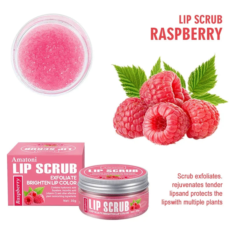 Luxury Lip Scrub 30g – Raspberry, Vanilla, Coconut & Watermelon | Natural Exfoliant & Moisturizer