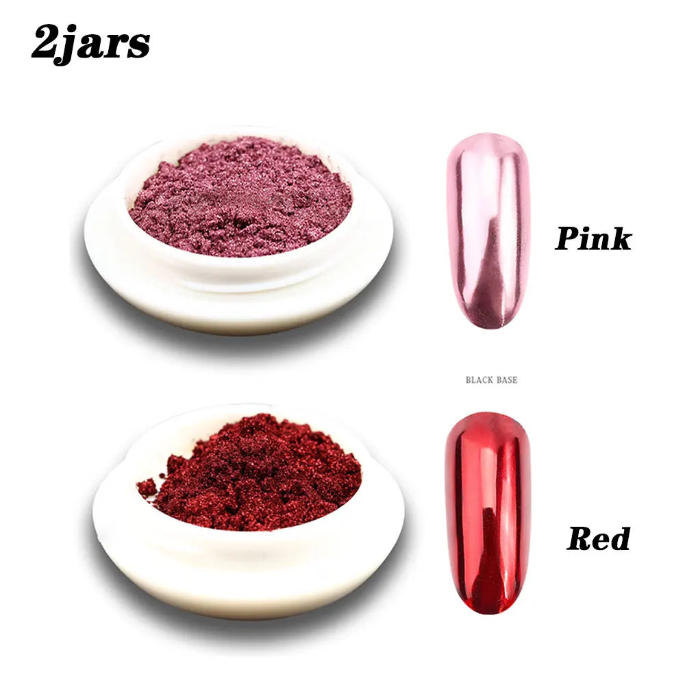 Chrome Mirror Nail Powder – Metallic Finish for Gel & Acrylic Nails (1/2 pcs)