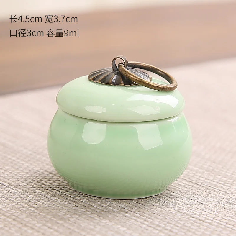9ml Face Cream Jar Mini Ceramic Pot Tea Caddy Rouge Box Portable High Quality Chinese Style Lip Scrub Jar Cosmetics Container