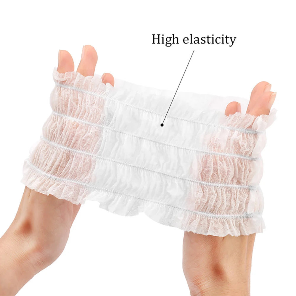 100pcs Disposable Spa Headbands – Soft Stretch Non-Woven Hair Bands for Facial, Skincare & Salon Use