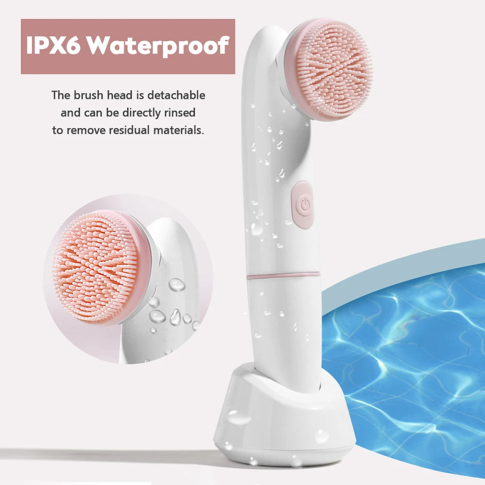 2-in-1 Sonic Facial Cleansing Brush – Waterproof, Deep Pore Cleaner with Adjustable Speeds