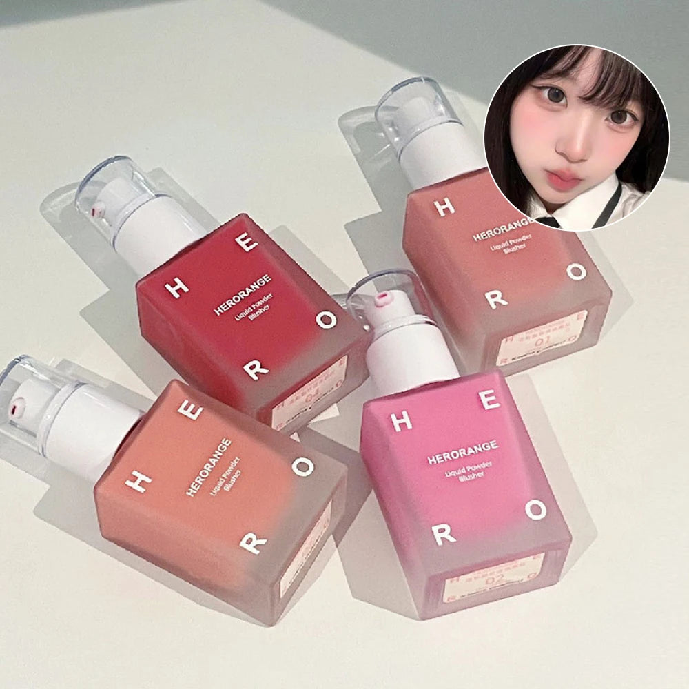 HERORANGE 4-Color Liquid Blush – Buildable & Moisturizing Face & Lip Tint Cream