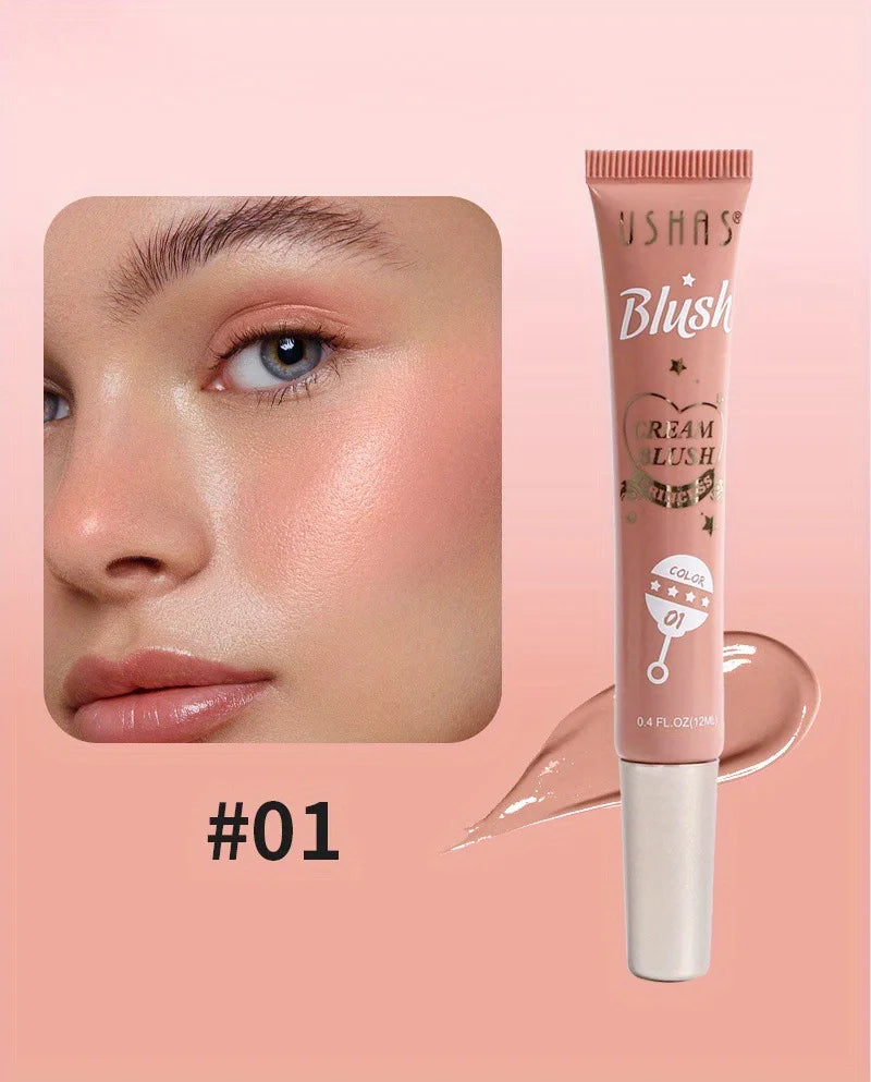 USHAS 4 Color Long-lasting Liquid Blush Facial Contouring Lightweight Soft Multi-Use Cream Blush Waterproof Facial Blush Stick