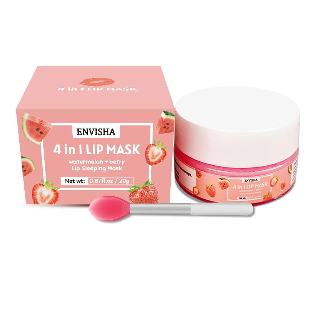 ENVISHA 4-in-1 Lip Care Set – Hydrating Lip Mask & Exfoliating Scrub for Dry, Chapped Lips