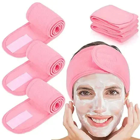 3PCS Adjustable SPA Facial Headbands – Soft Toweling Hair Bands for Face Washing & Makeup