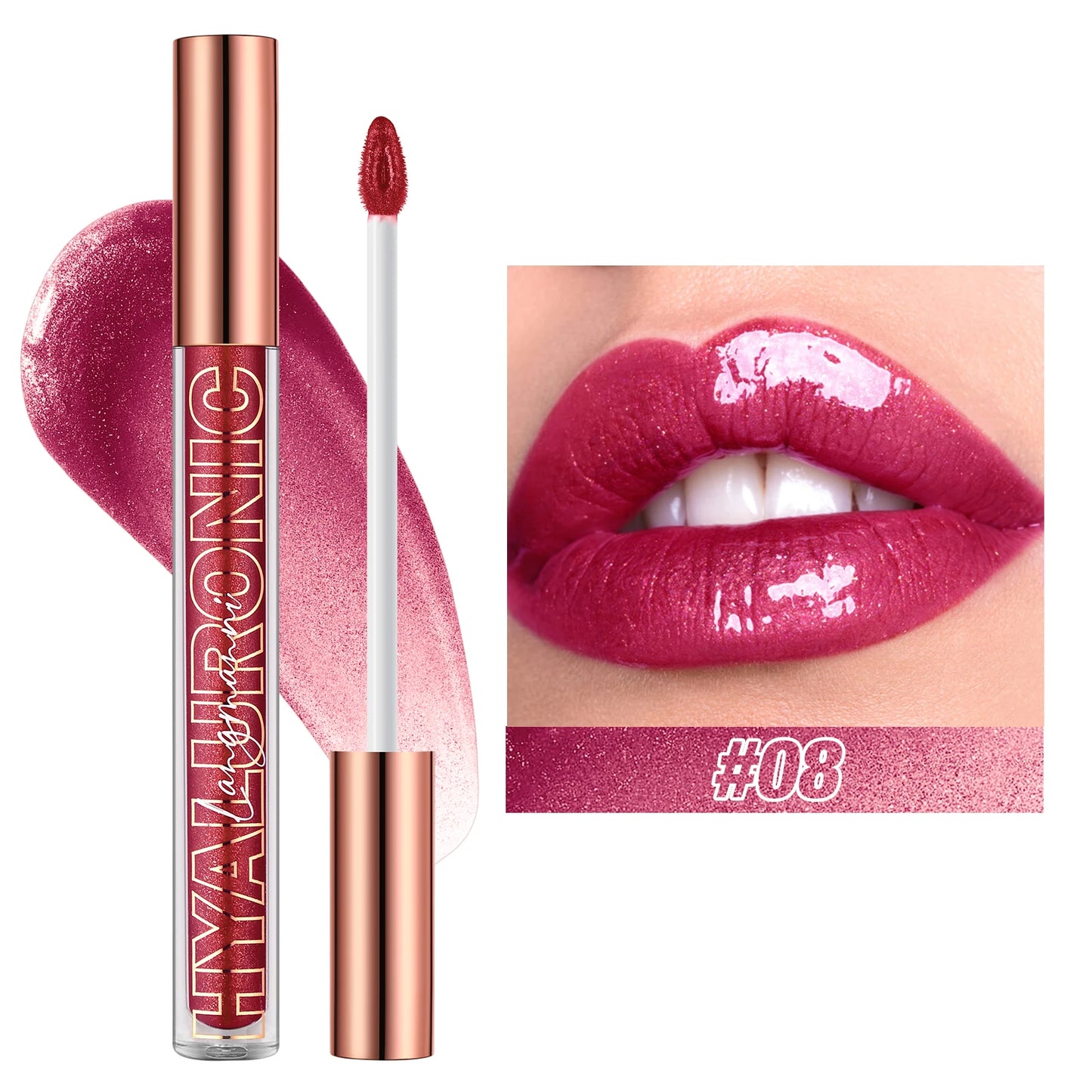 Hyaluronic Lip Gloss – 8-Color Shiny Lip Tint | Moisturizing, Long-Lasting, Non-Sticky Formula