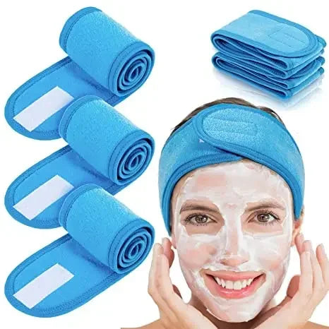 3PCS Adjustable Spa Headbands – Soft, Non-Slip Toweling Hair Wraps for Facial & Makeup