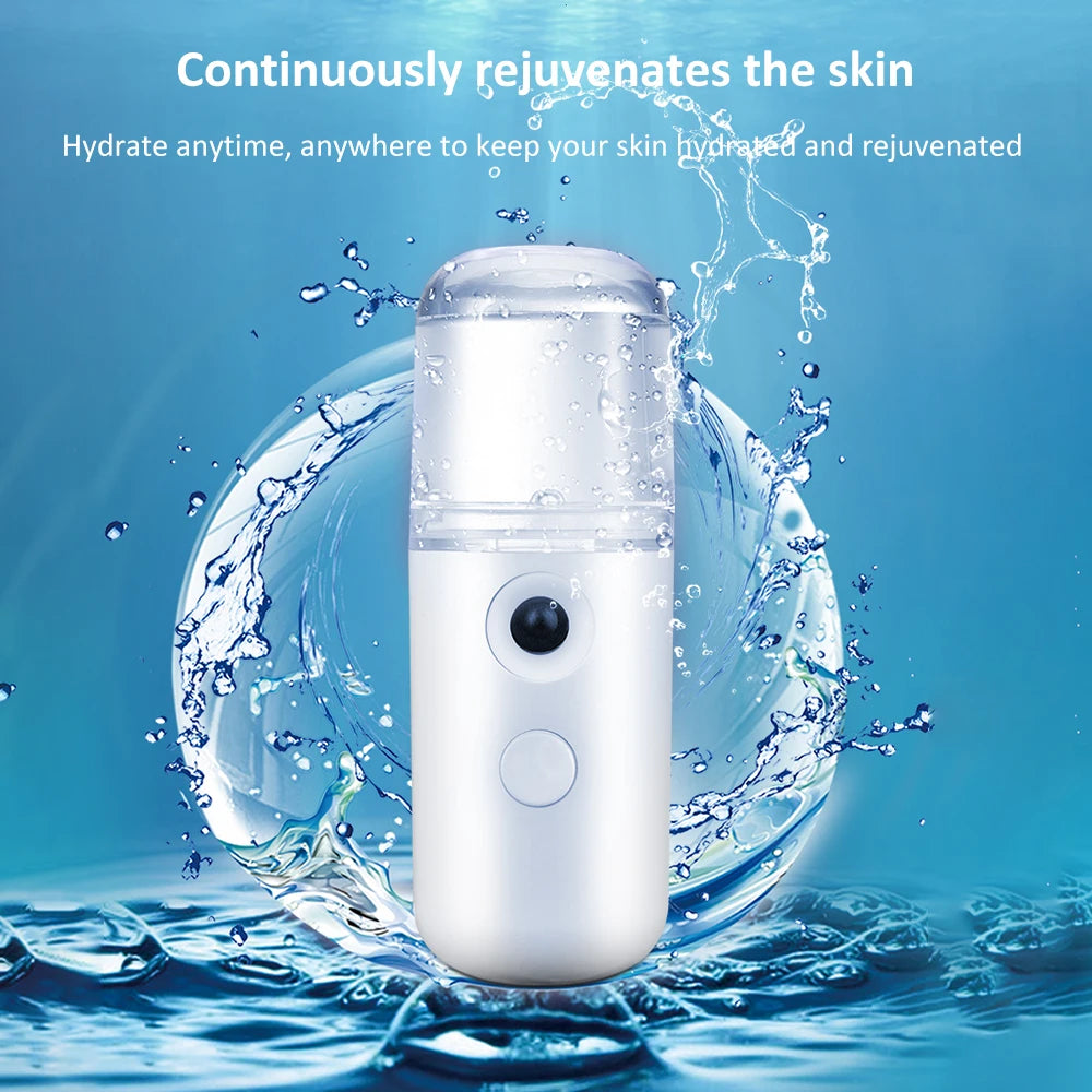 Portable Mini Nano Facial Steamer – USB Rechargeable Hydration Mist Sprayer
