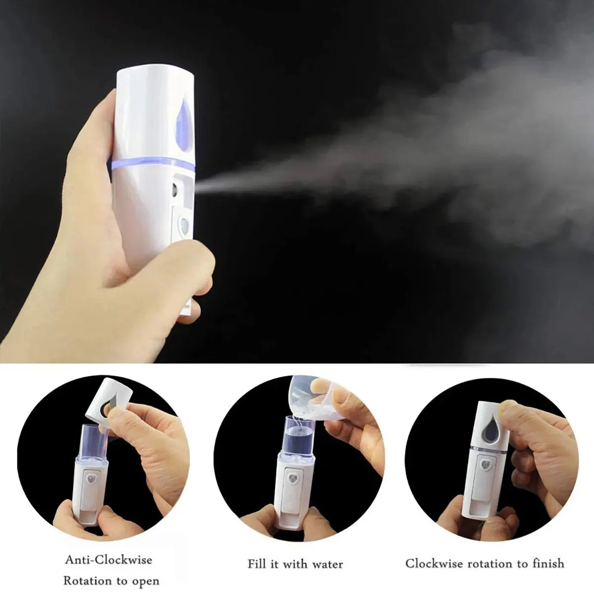 Nano Facial Mist Sprayer – Portable 20ml Hydrating Steamer for Skin Care & Glow Boosting