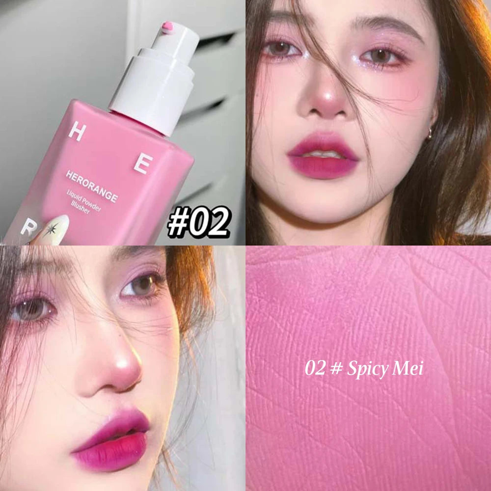 HERORANGE 4-Color Liquid Blush – Buildable & Moisturizing Face & Lip Tint Cream