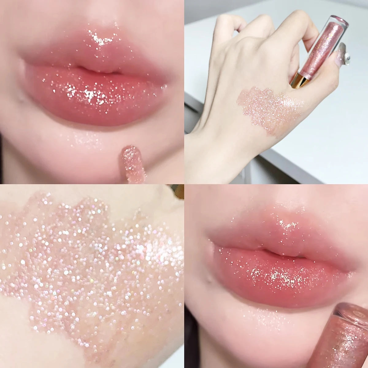 High-Shine Glitter Lip Gloss – Moisturizing Mirror Lip Glaze with Plumping Effect & Sparkle Finish