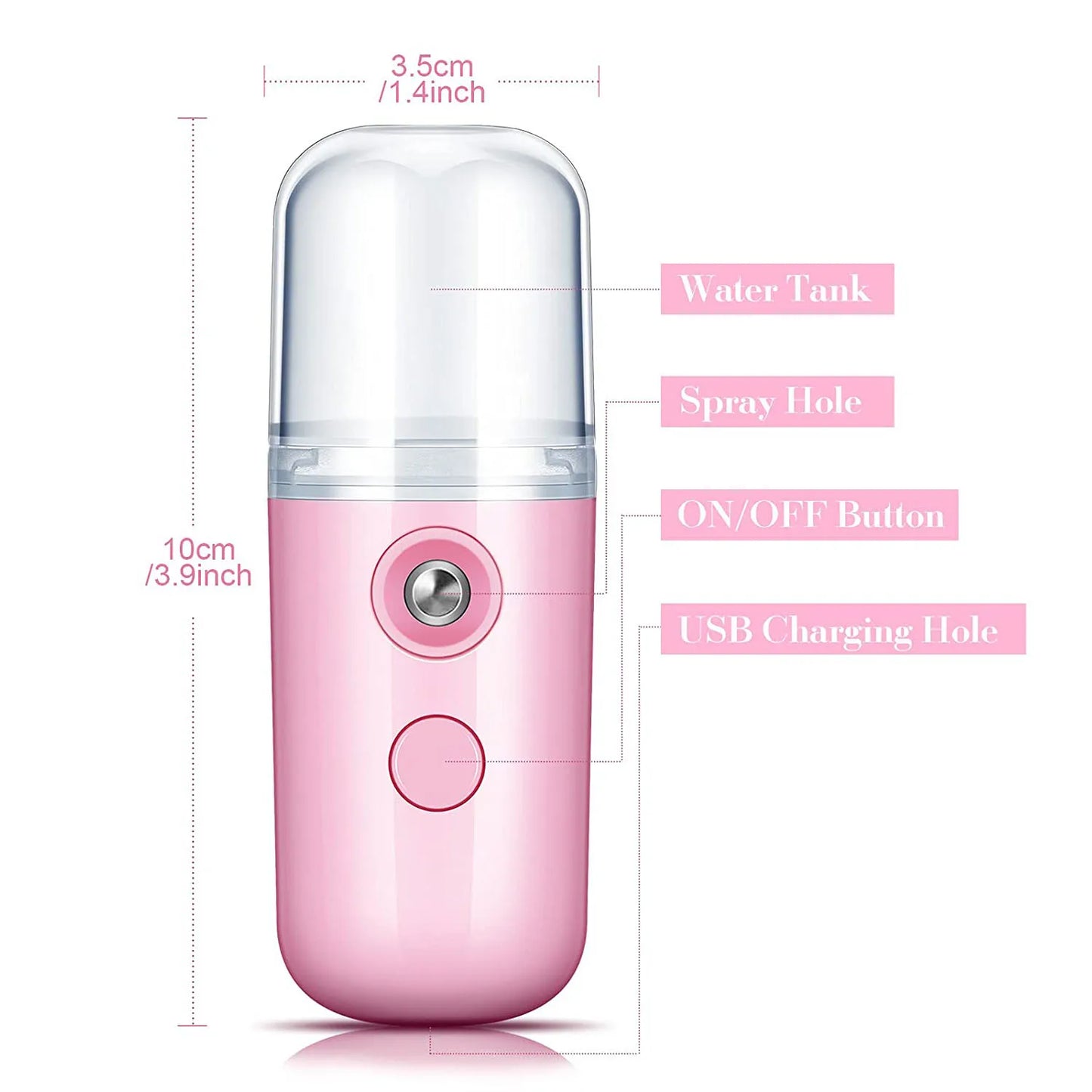Portable Mini Nano Facial Steamer – USB Rechargeable Hydration Mist Sprayer