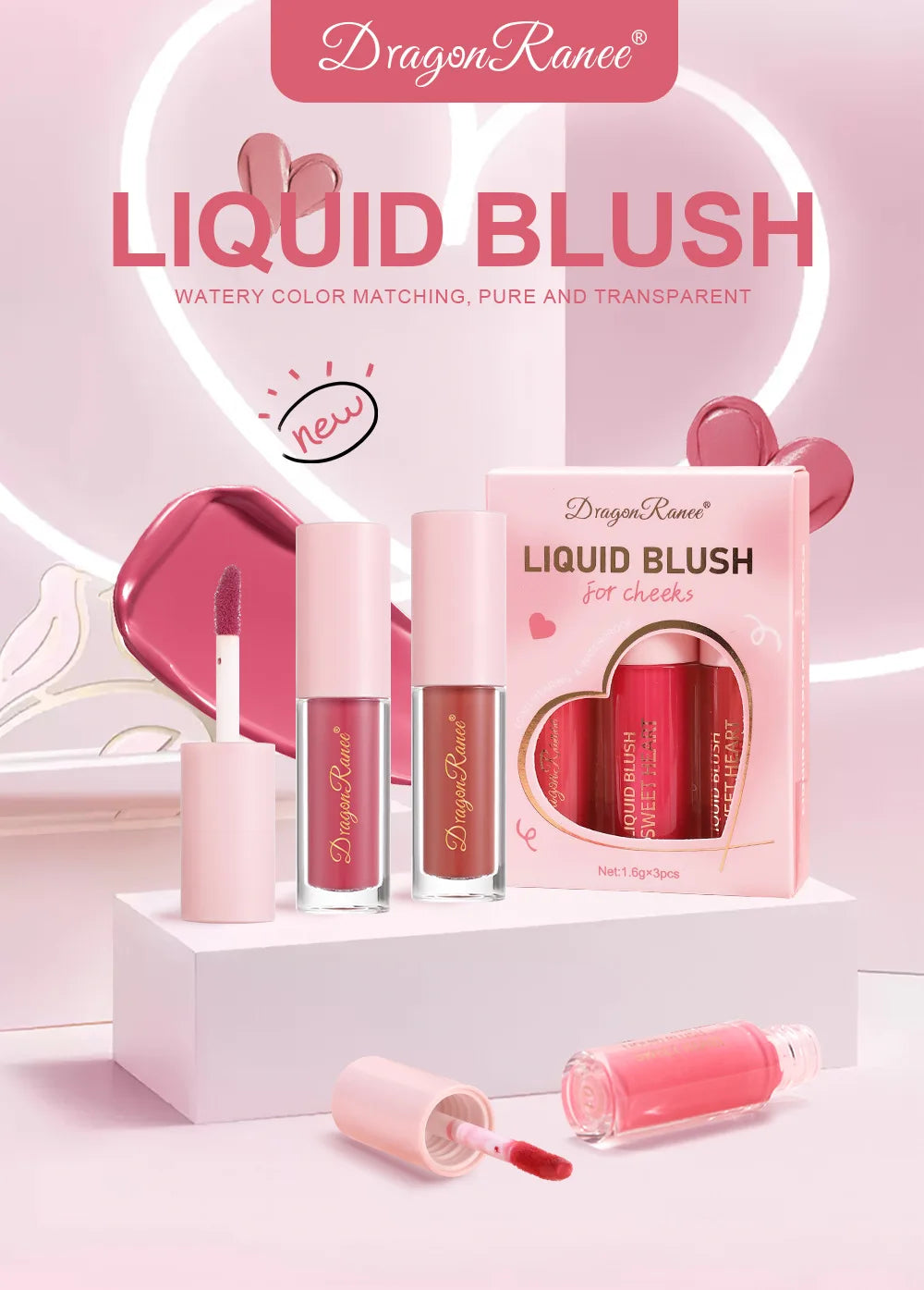 Mini Matte Liquid Blush (1/3pcs) – Long-Lasting Natural Cheek Tint | Dragon Ranee