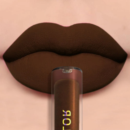 Matte Velvet Brown Lip Gloss – Waterproof, Long-Lasting, Non-Sticky Hydrating Lip Mud with Smooth Finish