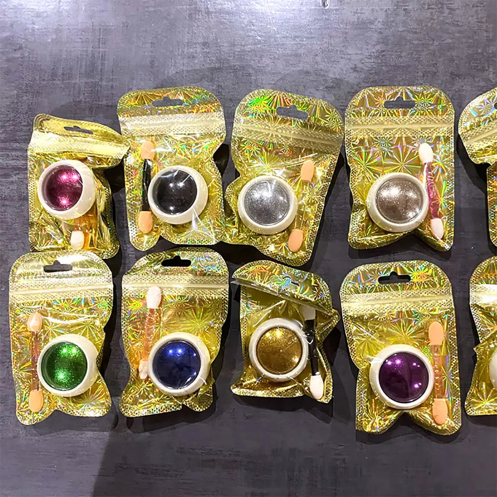 Chrome Mirror Nail Powder – Metallic Finish for Gel & Acrylic Nails (1/2 pcs)