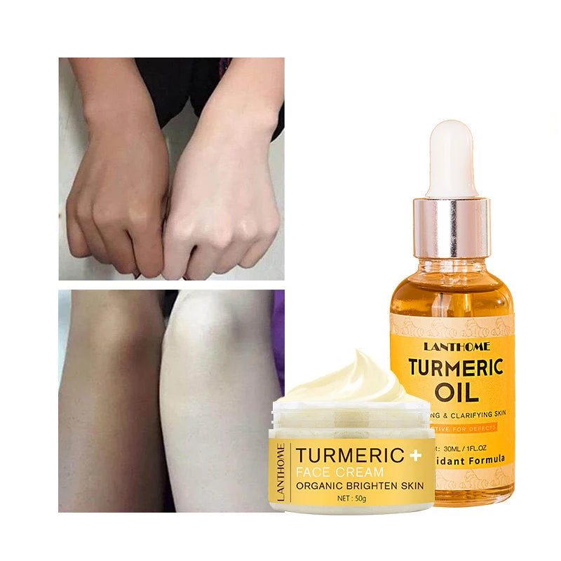 3PCS Turmeric Skincare Set – Brightening Face Soap, Essential Oil & Whitening Cream