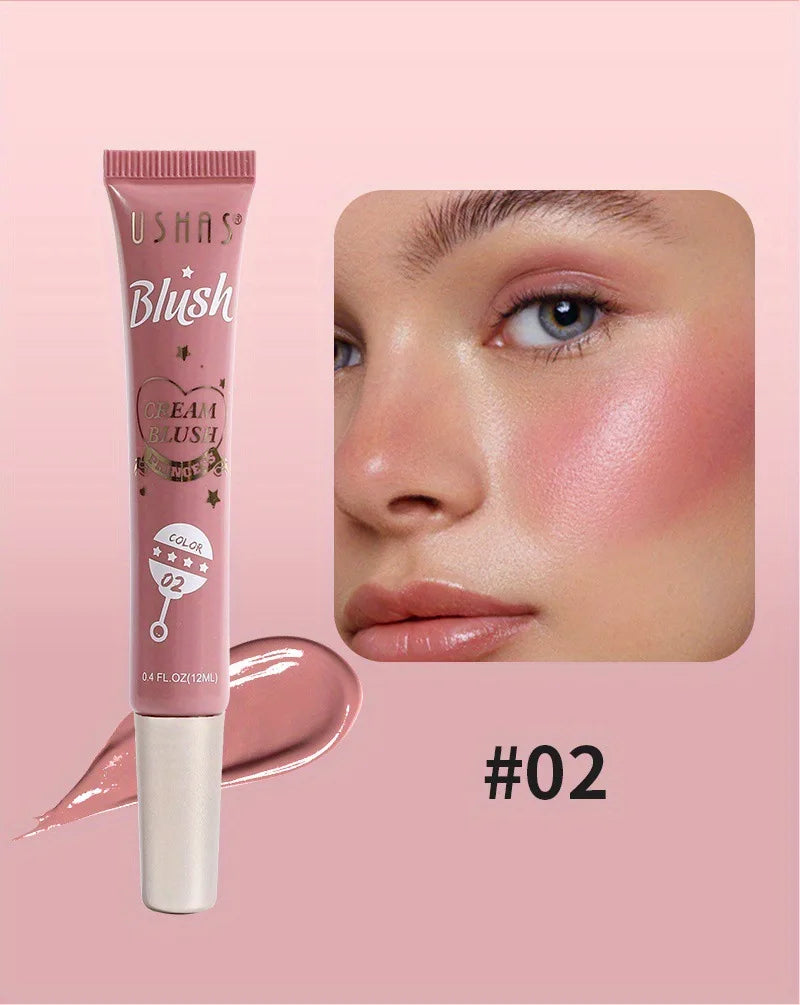USHAS 4 Color Long-lasting Liquid Blush Facial Contouring Lightweight Soft Multi-Use Cream Blush Waterproof Facial Blush Stick