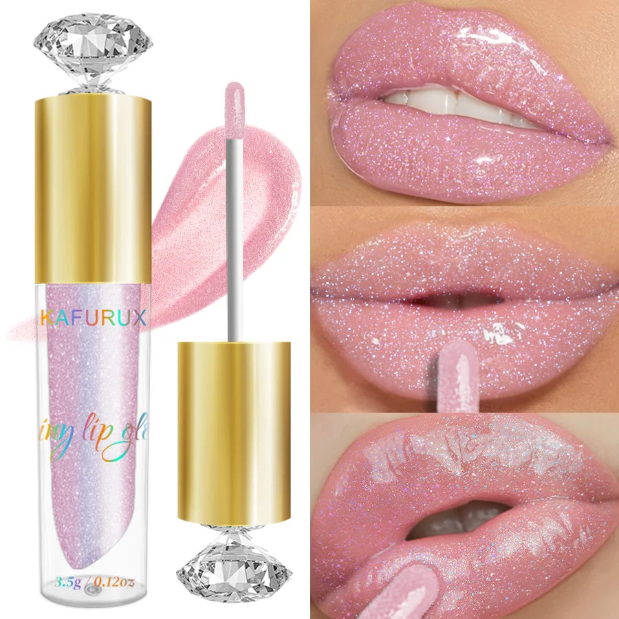 Diamond Shine Lip Gloss – 9 Colors Ultra-Glossy Sparkling Glitter Finish | Moisturizing, Long-Lasting & Sexy Glow