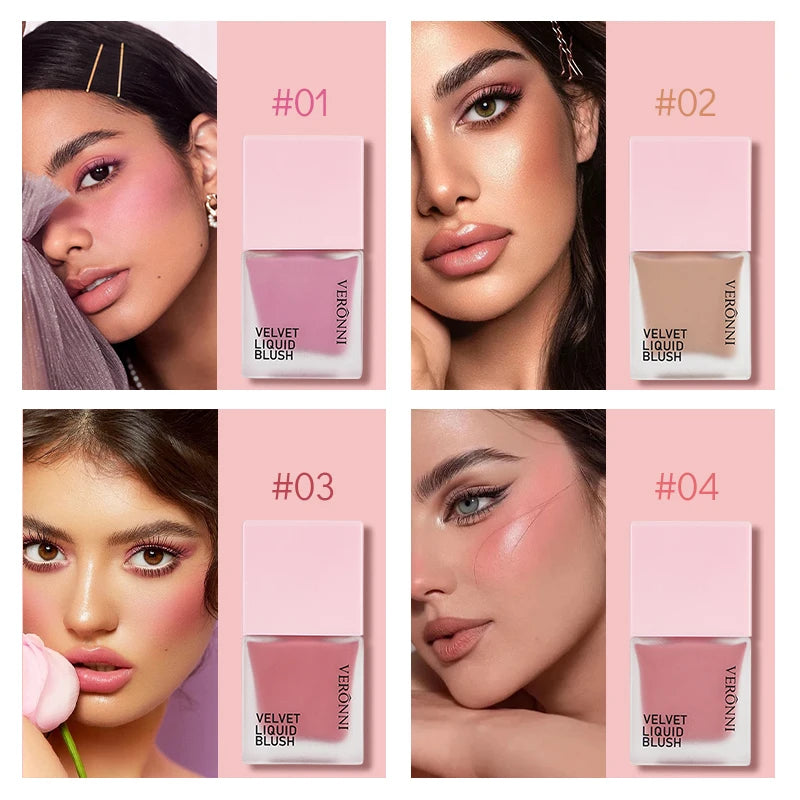 VERONNI™ 4-Color Liquid Blush – Long-Lasting & Waterproof Cheek Tint | Natural Radiance Compact