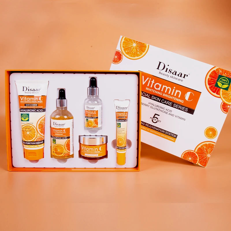 Disaar Vitamin C Skincare Kit – 5-Piece Facial Set to Brighten, Hydrate & Even Skin Tone