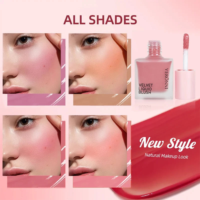 VERONNI™ 4-Color Liquid Blush – Long-Lasting & Waterproof Cheek Tint | Natural Radiance Compact