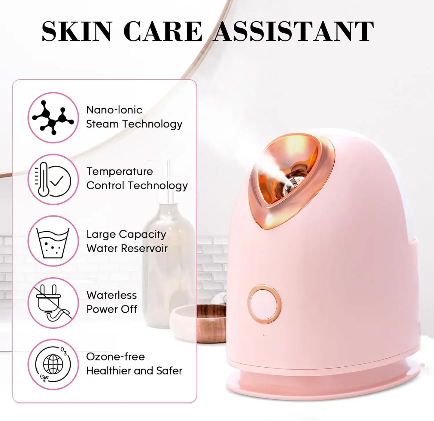 Nano Ionic Facial Steamer Spa Kit – Deep Pore Cleansing & Warm Mist Humidifier for Home Facial Sauna