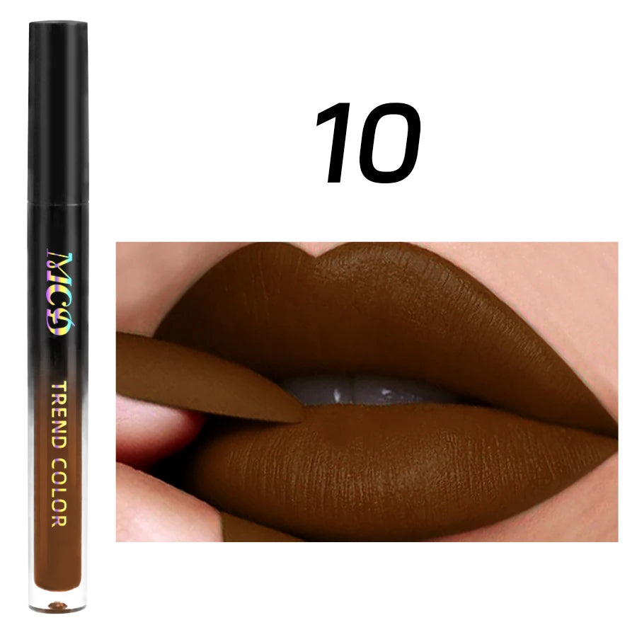 Matte Velvet Brown Lip Gloss – Waterproof, Long-Lasting, Non-Sticky Hydrating Lip Mud with Smooth Finish