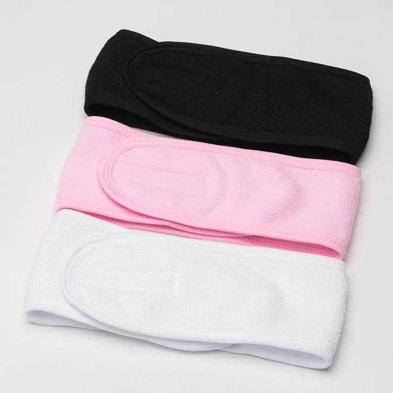 3PCS Soft Toweling Adjustable Headbands – For Face Washing, Spa & Makeup