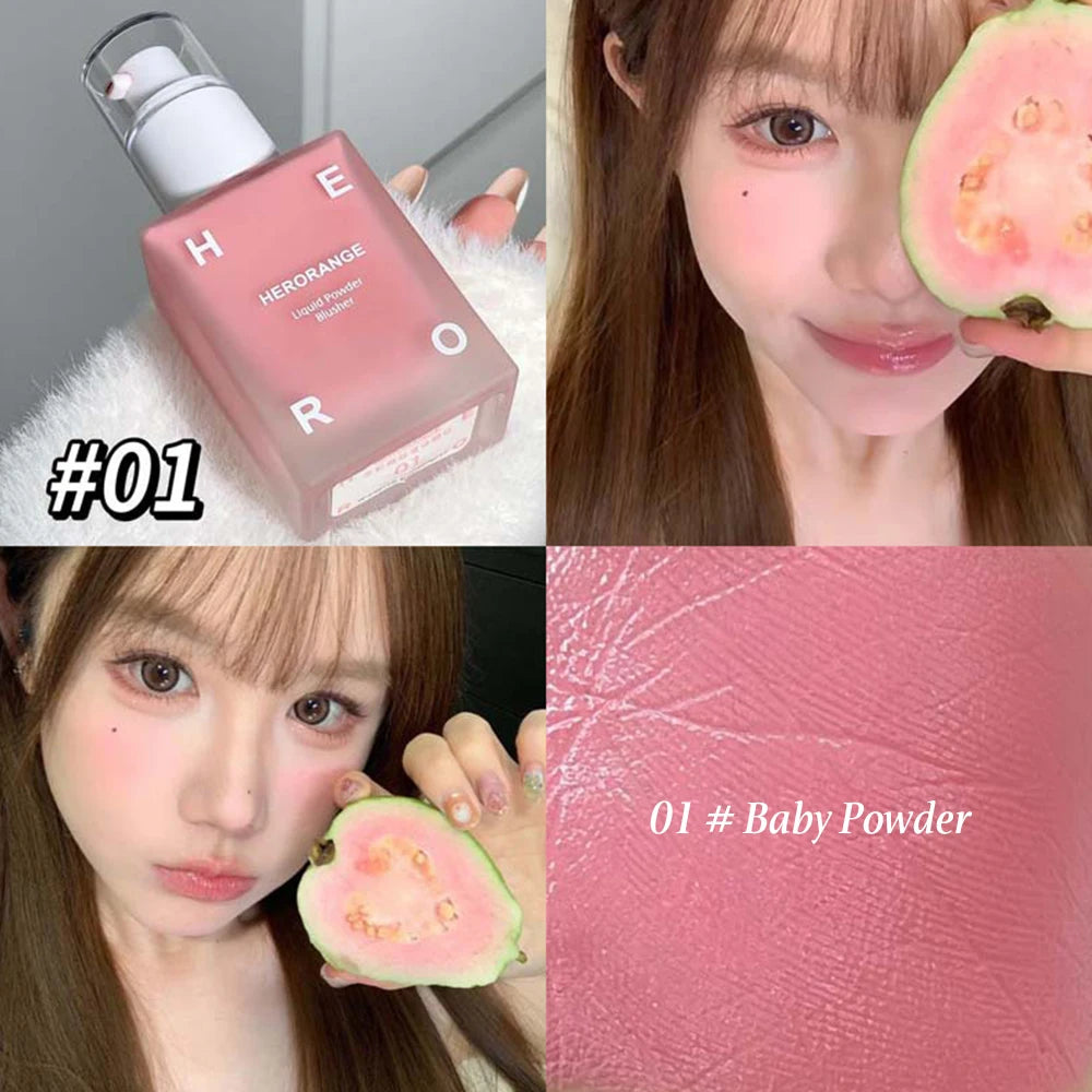 HERORANGE 4-Color Liquid Blush – Buildable & Moisturizing Face & Lip Tint Cream
