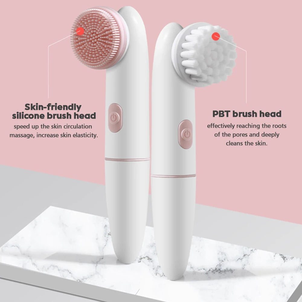 2-in-1 Sonic Facial Cleansing Brush – Waterproof, Deep Pore Cleaner with Adjustable Speeds