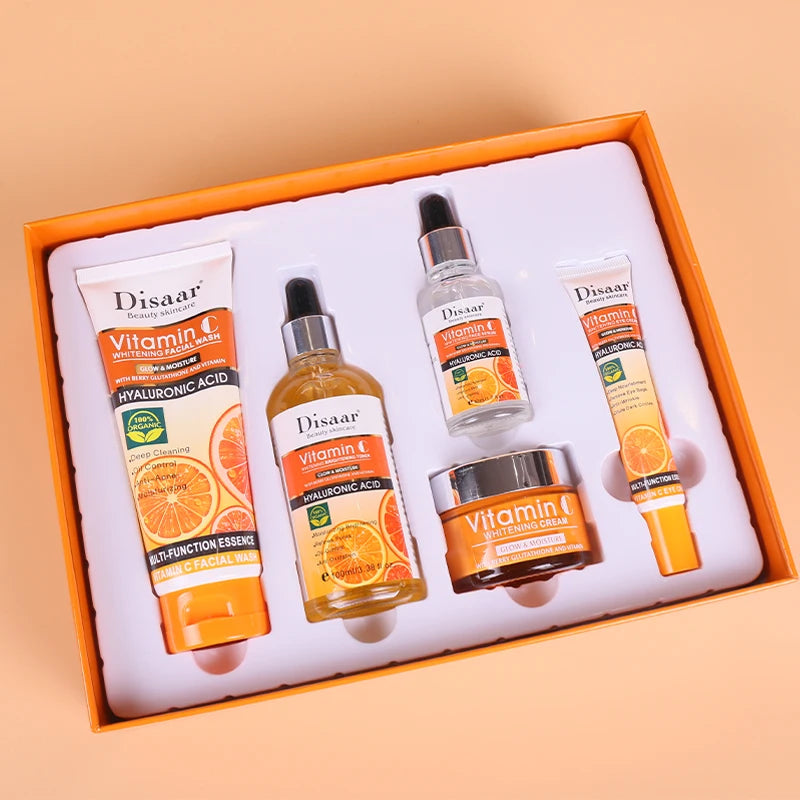 Disaar Vitamin C Skincare Kit – 5-Piece Facial Set to Brighten, Hydrate & Even Skin Tone