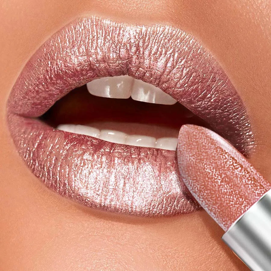 Metallic Glitter Lipstick – Long-Lasting, Waterproof, Shiny Lip Glaze with Moisturizing Finish | Shade #118
