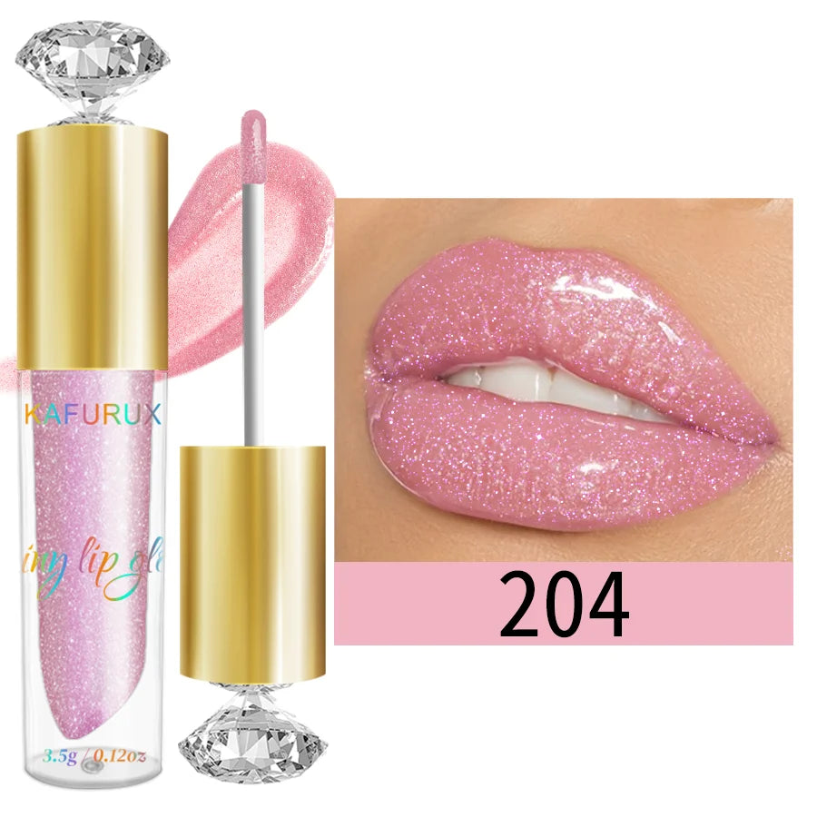 Diamond Shine Lip Gloss – 9 Colors Ultra-Glossy Sparkling Glitter Finish | Moisturizing, Long-Lasting & Sexy Glow